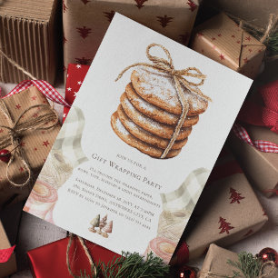 Invitation Fête d'enveloppement cadeau de Noël Aquarelle Cook