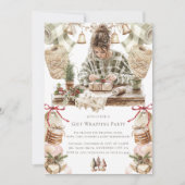 Invitation Fête d'enveloppement de cadeaux de Noël (Devant)