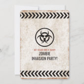 Invitation Fête d'épidémie de zombies avec texte grunge (Dos)