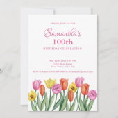 Invitation Fête des 100 ans aux Tulipes Aquarelles (Devant)
