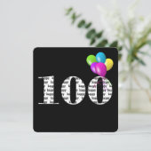 Invitation Fête des 100 ans avec bouquet de ballons (Debout devant)