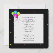 Invitation Fête des 100 ans avec bouquet de ballons (Dos)
