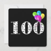 Invitation Fête des 100 ans avec bouquet de ballons (Devant)