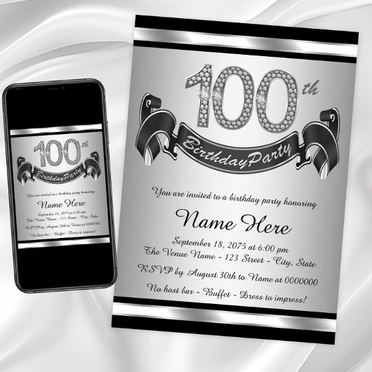 Invitation Fête des 100 ans d'Argent