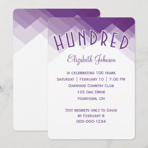 Invitation Fête des 100 ans de naissance Bordure violette et