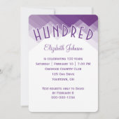 Invitation Fête des 100 ans de naissance Bordure violette et (Devant)