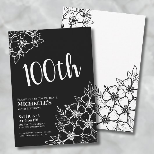 Invitation Fête des 100 ans d'une femme