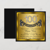 Invitation Fête des 100 ans en or (Devant / Derrière)
