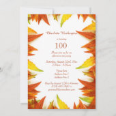Invitation Fête des 100 ans Feuilles d'automne (Dos)