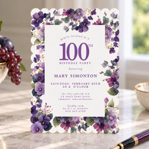 Invitation Fête des 100 ans Fleur de Violette Violette
