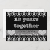 Invitation Fête des 10 ans 10 Ans Ensemble Cœurs (Devant / Derrière)
