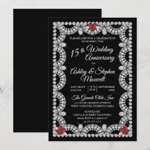 Invitation Fête des 15 ans de mariage de Ruby et Diamond