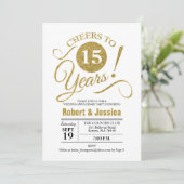 Invitation Fête des 15 ans de mariage - Or Blanc (Debout devant)