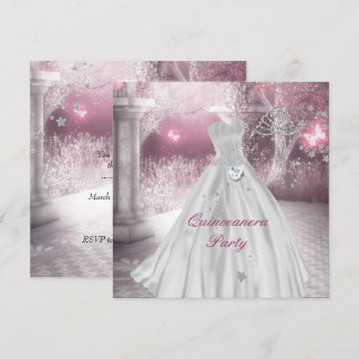 Invitation Fête des 15 ans de Quinceanera Rose