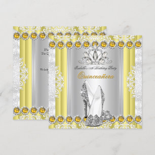 Invitation Fête des 15 ans Quinceanera Or Jaune