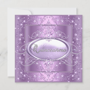 Invitation Fête des 15 ans Quinceanera perle rose lilas