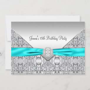 Invitation Fête des 15 ans Teal Blue Quinceanera