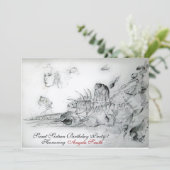 Invitation FÊTE DES 16 ANS DE COQUILLAGES,Ruby Monogram Or (Debout devant)