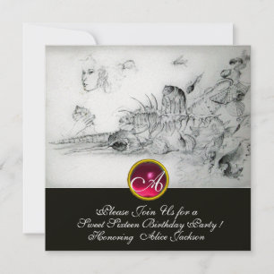 Invitation FÊTE DES 16 ANS DOUCE COQUILLES,Glace Monogramme R