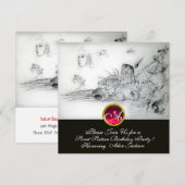 Invitation FÊTE DES 16 ANS DOUCE COQUILLES,Rubis Monogramme B (Devant / Derrière)