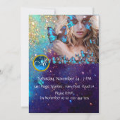 INVITATION FÊTE DES 16 ANS PAPILLON BLEU MONOGRAMME (Dos)