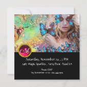 INVITATION FÊTE DES 16 ANS PAPILLON BLEU MONOGRAMME (Dos)