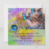 Invitation FÊTE DES 16 ANS PAPILLON BLEU MONOGRAMME, Champagn (Dos)