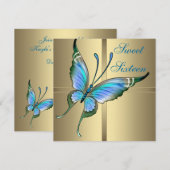 Invitation Fête des 16 ans Papillon d'or (Devant / Derrière)