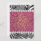 Invitation Fête des 16 ans Rose Léopard Zèbre (Dos)
