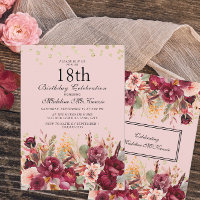 Fête des 18 ans Burgundy Fleur Rose Paillettes Dor