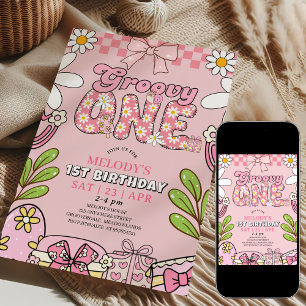 Invitation Fête des 1 an de Daisy Rose Rétro Anniversaire