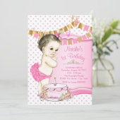 Invitation Fête des 1 an de Filles Rose et Or (Debout devant)