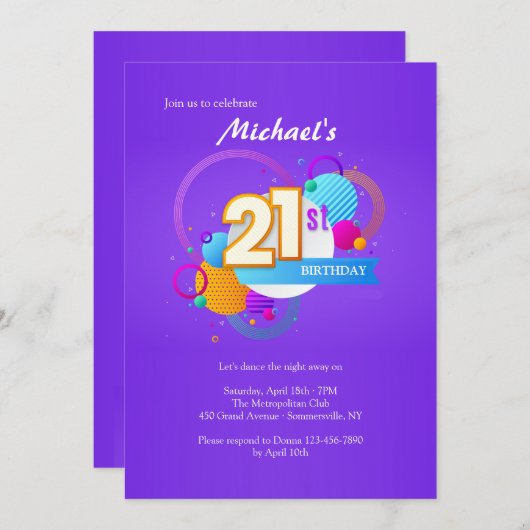 Invitation Fête des 21 ans (Devant / Derrière)