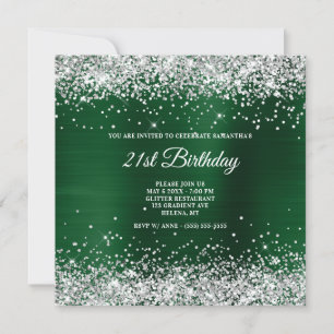 Invitation Fête des 21 ans avec paillettes argentées et fond