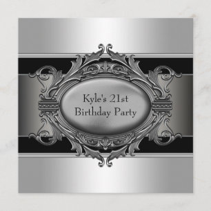 Invitation Fête des 21 ans de l'homme en argent noir