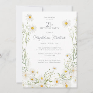 Invitation Fête des 21 ans Fleur de naissance d'avril Marguer