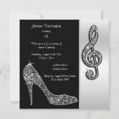 Invitation Fête des 21 ans Silver Stiletto & Treble Cleft (Dos)