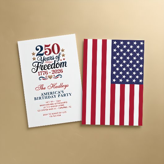 Invitation Fête des 250 ans de l'Amérique