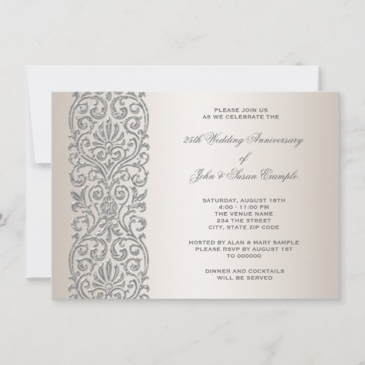 Invitation Fête des 25 ans d'anniversaire de mariage Pearl Si (Devant)