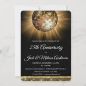Invitation Fête des 25 ans de mariage Boule disco dorée (Devant)