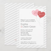 Invitation Fête des 25 ans de mariage Noces d'argent Ballons (Devant / Derrière)