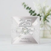 Invitation Fête des 25 ans de mariage Perle Argent (Debout devant)