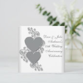 Invitation Fête des 25 ans de mariage Silver Hearts (Debout devant)