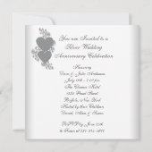 Invitation Fête des 25 ans de mariage Silver Hearts (Dos)
