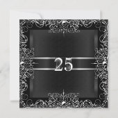 Invitation Fête des 25 ans de mariage Tableau Noir Fleurs Arg (Dos)