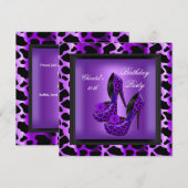 Invitation Fête des 30 ans chaussures léopard violet noir (Devant / Derrière)