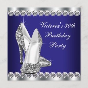 Invitation Fête des 30 ans de la femme, tenue de soirée bleue