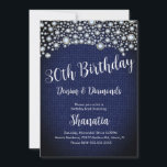 Invitation Fête des 30 ans Denim Diamants Gemme Diamants<br><div class="desc">Cartons d'invitation pour les 30 ans avec Faux Pierres et Motif Denim</div>
