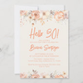 Invitation Fête des 30 ans Fleurs Beige Pêche (Devant)
