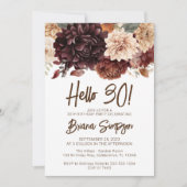 Invitation Fête des 30 ans Fleurs Marron Beige (Devant)